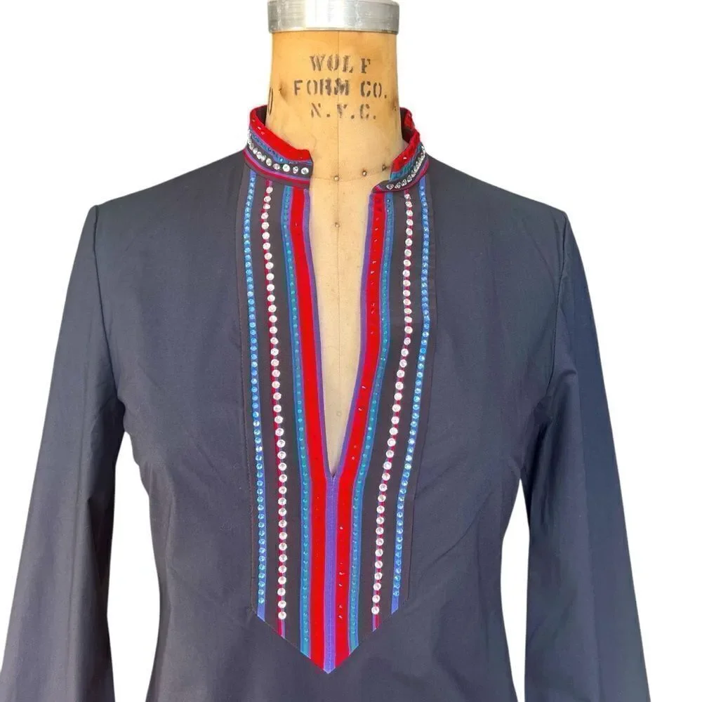 TORY BURCH Navy Blue Embellished Tunic Size 0